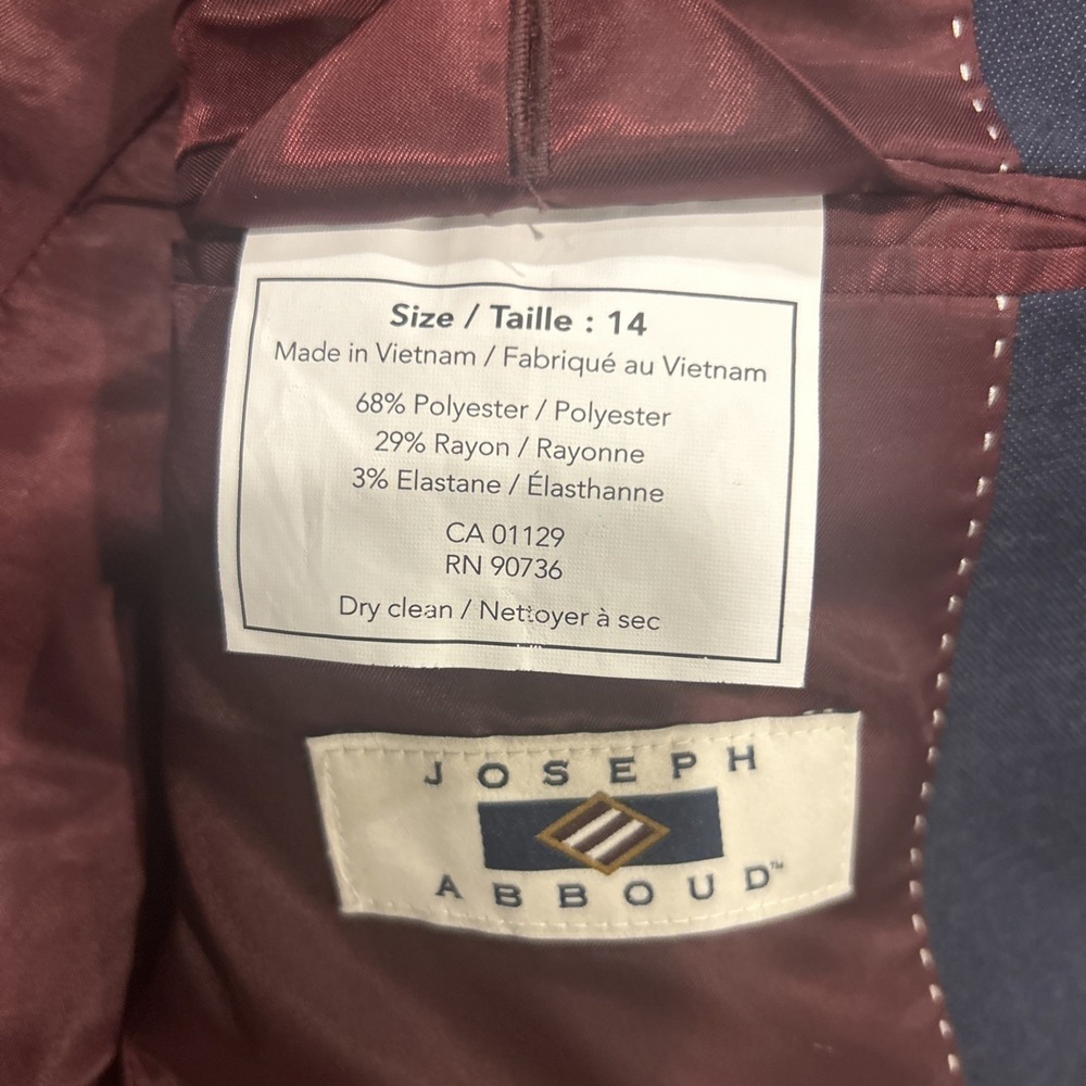 Joseph Abboud Blazer Jacket Kids Size 10 Blue Red Liner 2 Button Polyester Blend - Picture 2 of 10